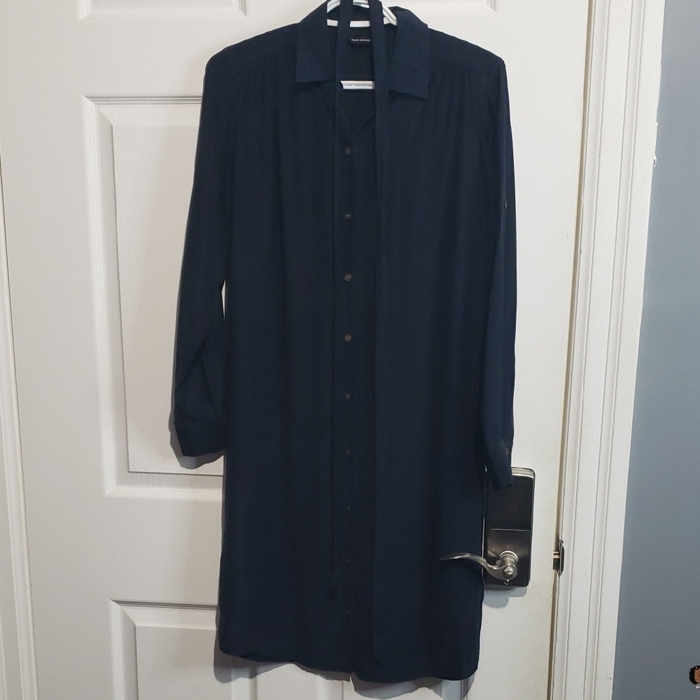 Club Monaco Navy Blue Button-Up Shirt Dress